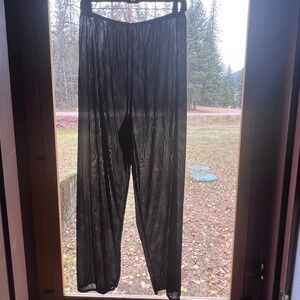 VTG Petra Fashions Black Palazzo Slip Pants 1X Wide Leg Loungewear Lingerie Sexy
